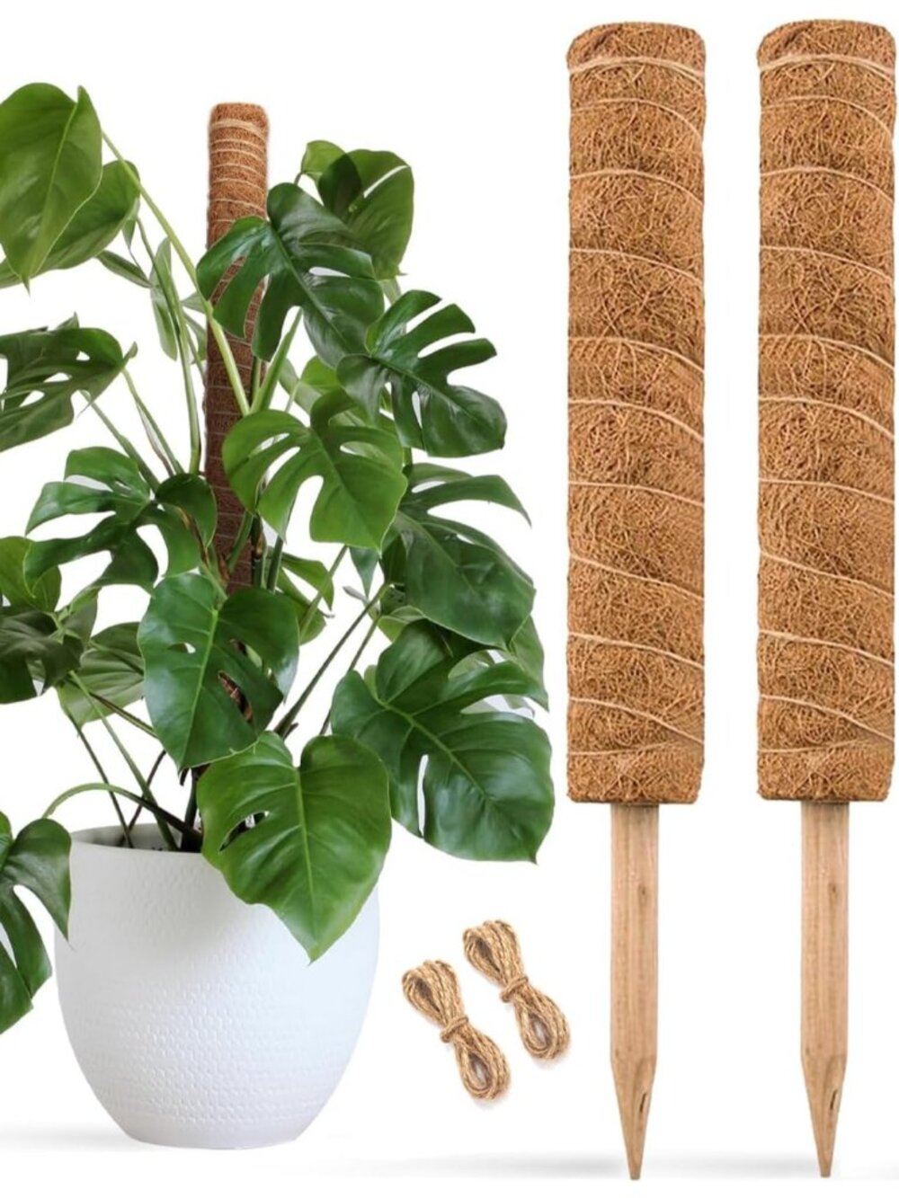 30 Inch Moss Pole for Climbing Plants - 2 Pack 15 Inch Coir Totem Pole Plant Sup